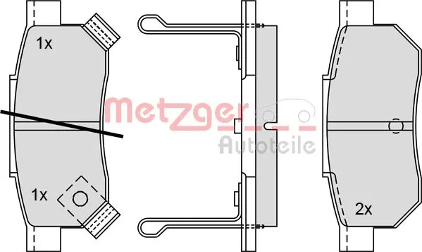 комплект спирачно феродо, дискови спирачки METZGER             