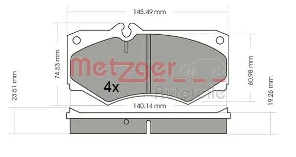 комплект спирачно феродо, дискови спирачки METZGER             