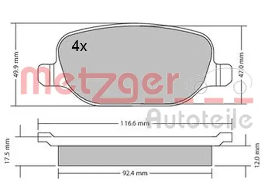 комплект спирачно феродо, дискови спирачки METZGER             