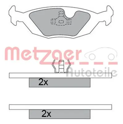 комплект спирачно феродо, дискови спирачки METZGER             