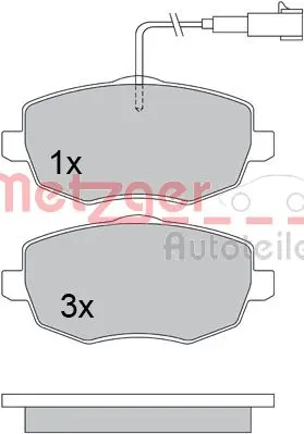 комплект спирачно феродо, дискови спирачки METZGER             