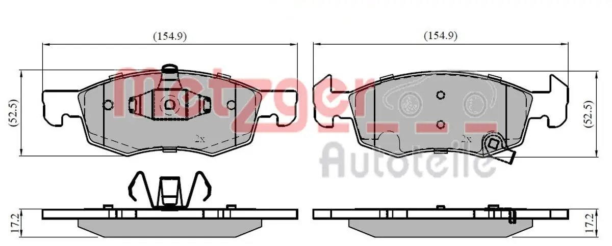 комплект спирачно феродо, дискови спирачки METZGER             