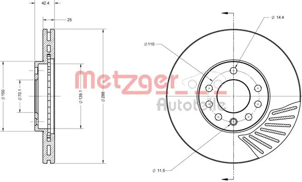 спирачен диск METZGER             