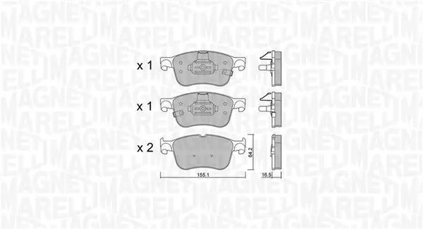 комплект спирачно феродо, дискови спирачки MAGNETI MARELLI     