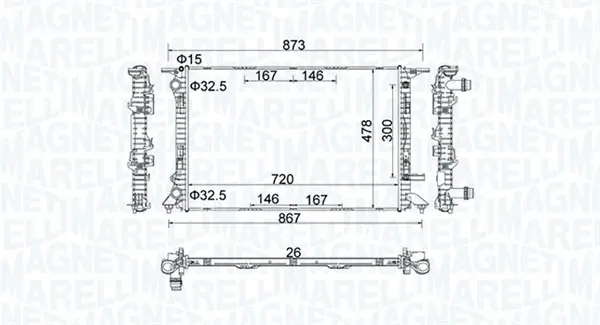 Радиатор, охлаждане на двигателя MAGNETI MARELLI