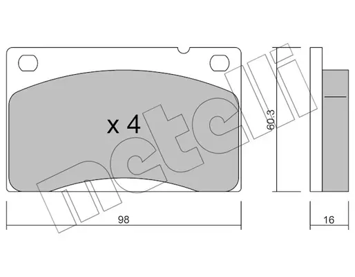 комплект спирачно феродо, дискови спирачки METELLI             