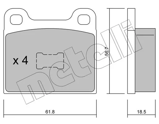 комплект спирачно феродо, дискови спирачки METELLI             