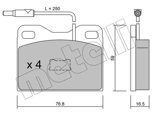 комплект спирачно феродо, дискови спирачки METELLI             
