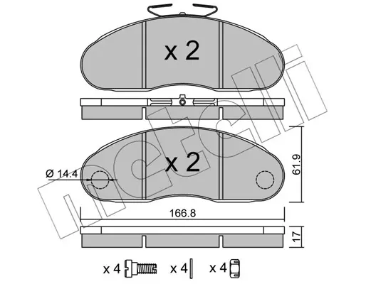 комплект спирачно феродо, дискови спирачки METELLI             