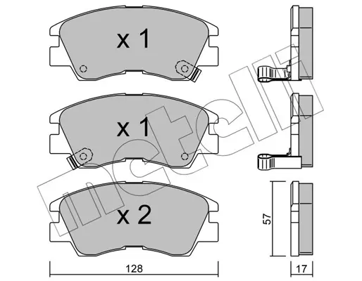комплект спирачно феродо, дискови спирачки METELLI             