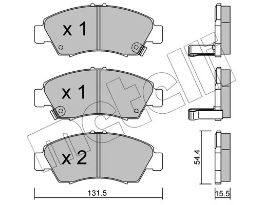 комплект спирачно феродо, дискови спирачки METELLI             