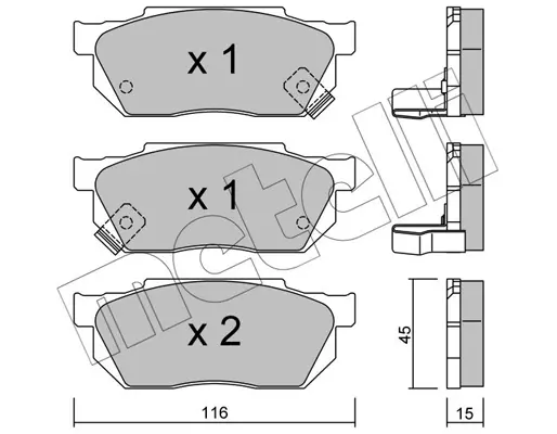 комплект спирачно феродо, дискови спирачки METELLI             