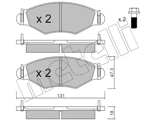 комплект спирачно феродо, дискови спирачки METELLI             