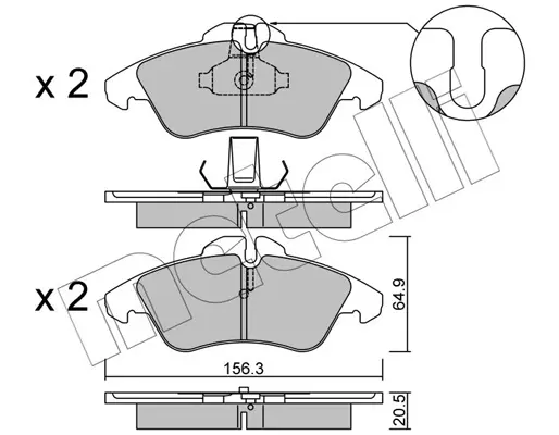комплект спирачно феродо, дискови спирачки METELLI             