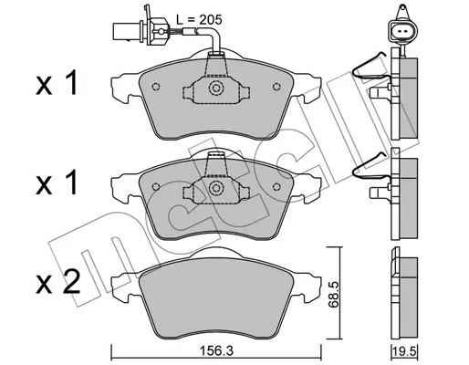 комплект спирачно феродо, дискови спирачки METELLI             