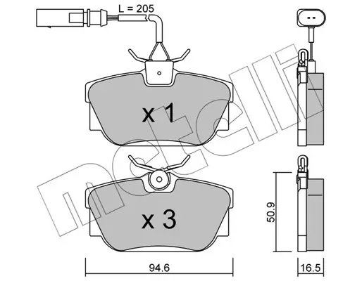 комплект спирачно феродо, дискови спирачки METELLI             