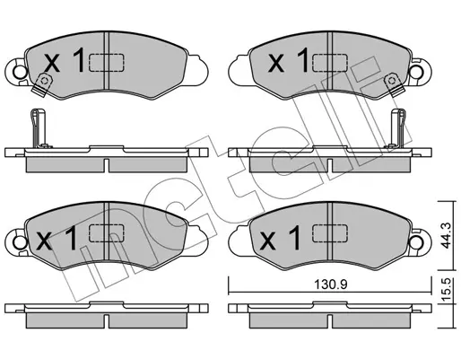 комплект спирачно феродо, дискови спирачки METELLI             