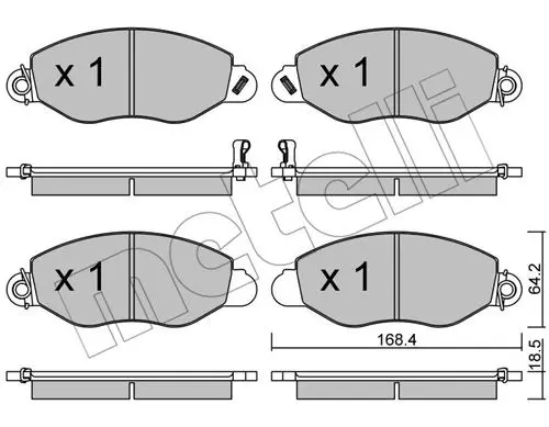 комплект спирачно феродо, дискови спирачки METELLI             