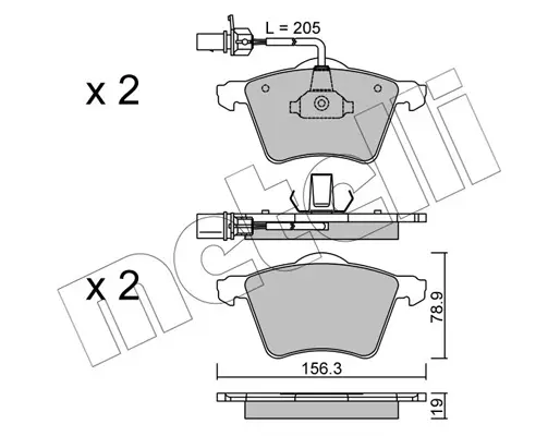 комплект спирачно феродо, дискови спирачки METELLI             