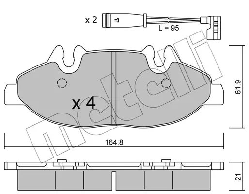 комплект спирачно феродо, дискови спирачки METELLI             