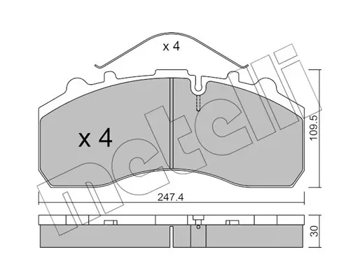 комплект спирачно феродо, дискови спирачки METELLI             