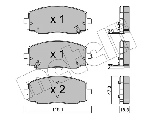комплект спирачно феродо, дискови спирачки METELLI             