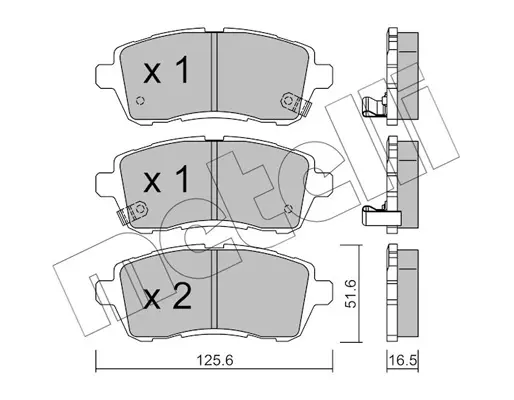 комплект спирачно феродо, дискови спирачки METELLI             