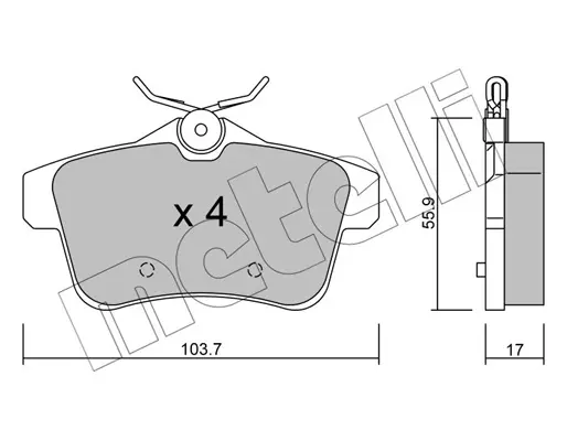 комплект спирачно феродо, дискови спирачки METELLI             