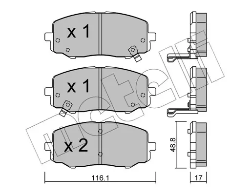 комплект спирачно феродо, дискови спирачки METELLI             