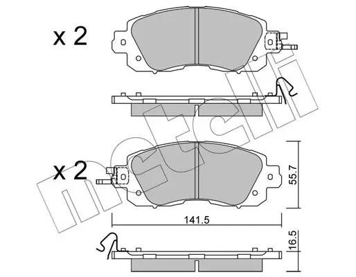 комплект спирачно феродо, дискови спирачки METELLI             