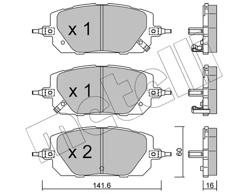 комплект спирачно феродо, дискови спирачки METELLI             