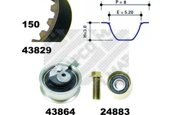 комплект ангренажен ремък MAPCO               