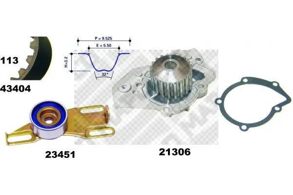 водна помпа- к-кт ангренажен ремък MAPCO               