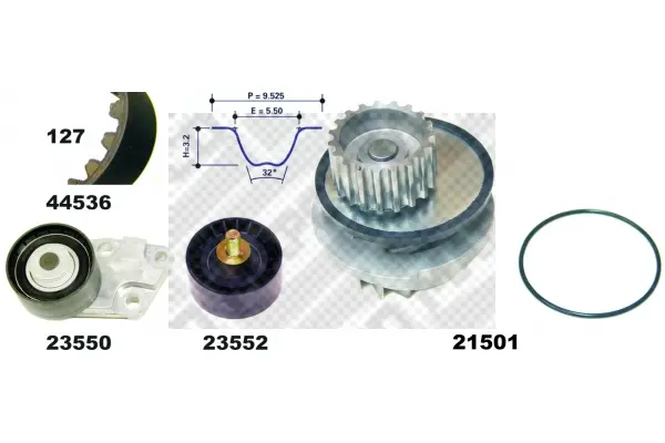 водна помпа- к-кт ангренажен ремък MAPCO               