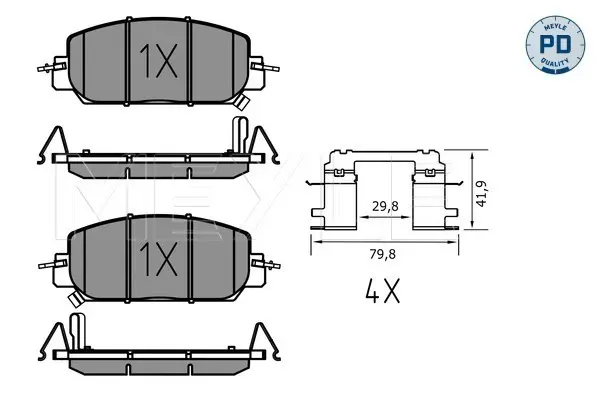 комплект спирачно феродо, дискови спирачки MEYLE               