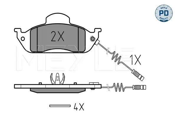 комплект спирачно феродо, дискови спирачки MEYLE               