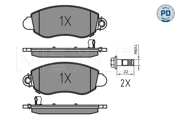 комплект спирачно феродо, дискови спирачки MEYLE               