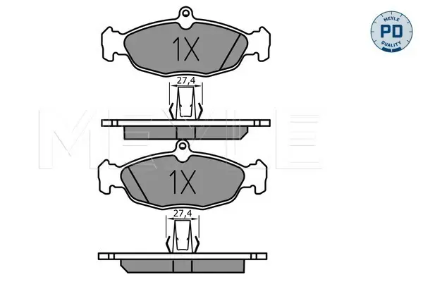 комплект спирачно феродо, дискови спирачки MEYLE               