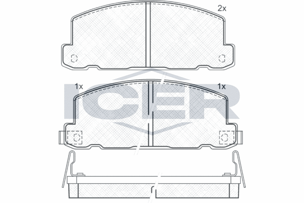 комплект спирачно феродо, дискови спирачки ICER                