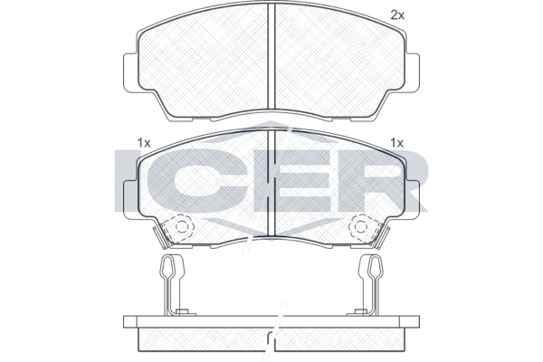 комплект спирачно феродо, дискови спирачки ICER                