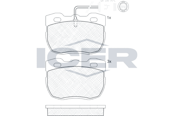 комплект спирачно феродо, дискови спирачки ICER                