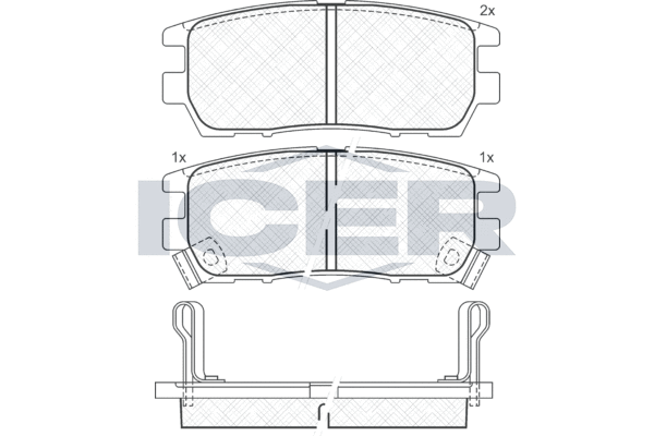 комплект спирачно феродо, дискови спирачки ICER                