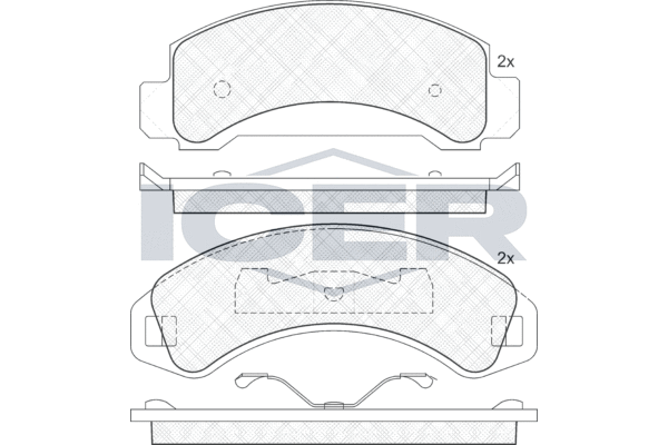 комплект спирачно феродо, дискови спирачки ICER                