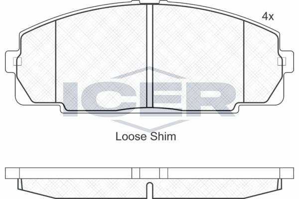 комплект спирачно феродо, дискови спирачки ICER                