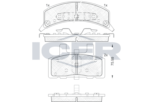 комплект спирачно феродо, дискови спирачки ICER                