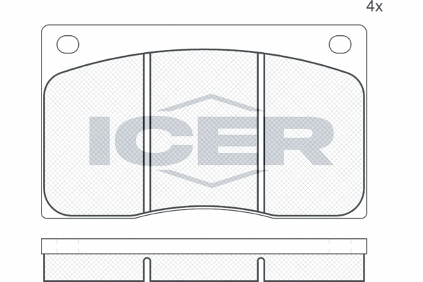 комплект спирачно феродо, дискови спирачки ICER                