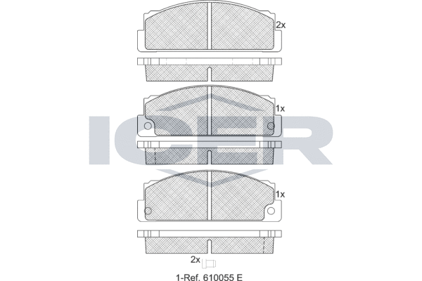 комплект спирачно феродо, дискови спирачки ICER                