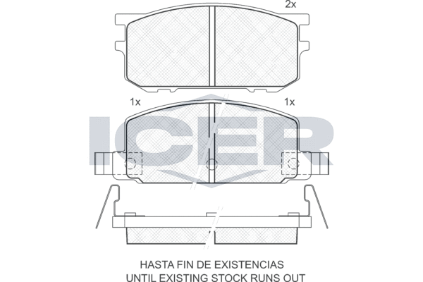 комплект спирачно феродо, дискови спирачки ICER                
