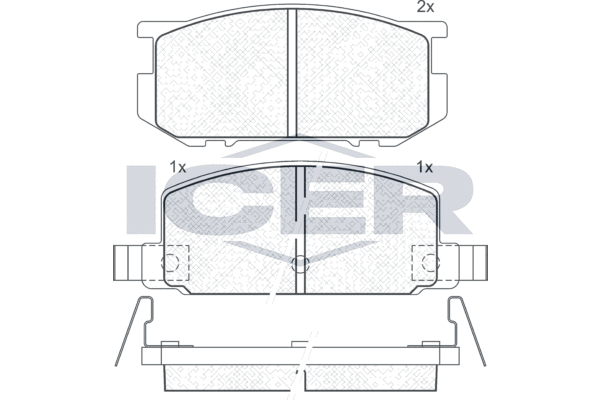 комплект спирачно феродо, дискови спирачки ICER                