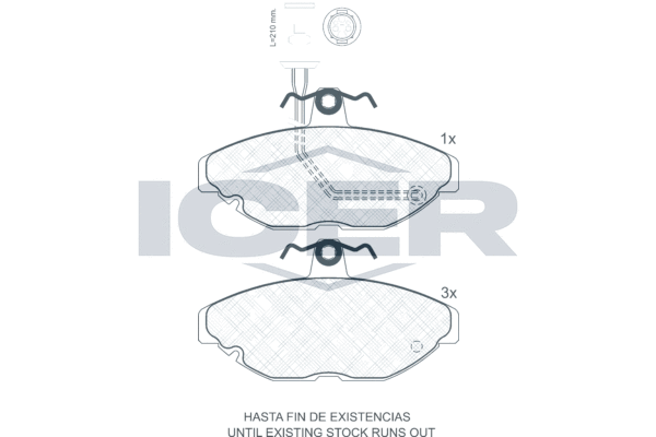 комплект спирачно феродо, дискови спирачки ICER                